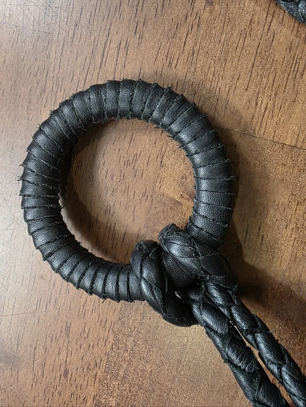 Black Braided Leather Wrap Belt O-Ring Tassel Fringe Boho Western